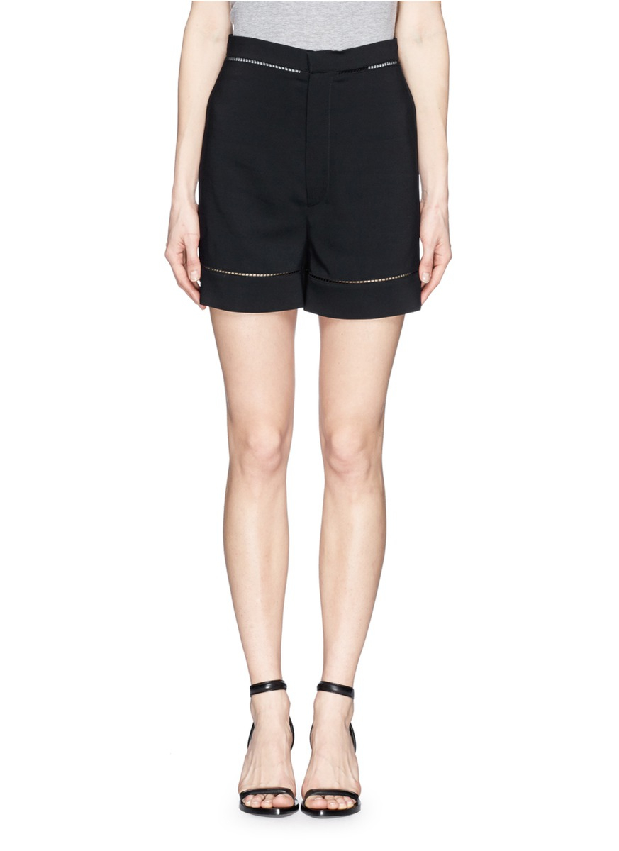 Lyst - Givenchy Stripe Cutout Crepe Shorts in Black