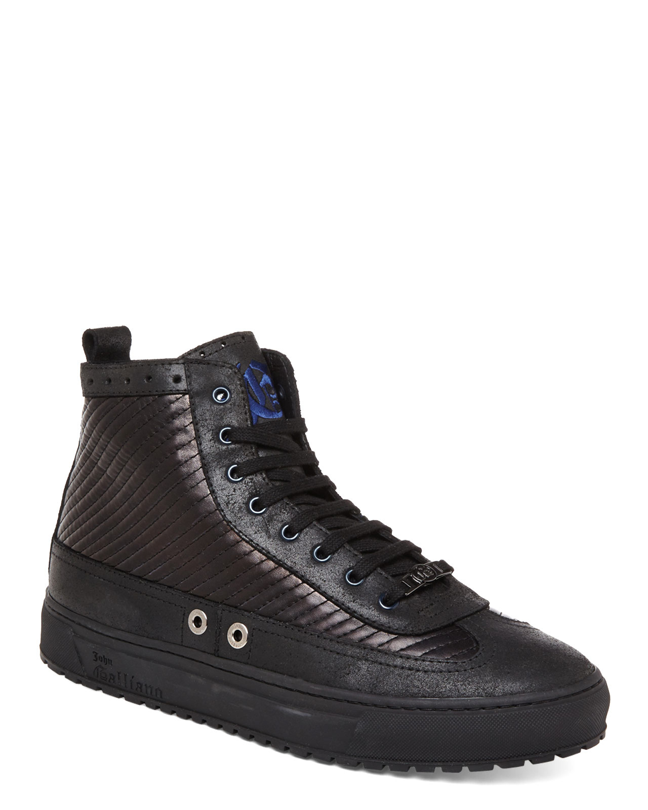 John galliano Quilted High-Top Sneakers in Black for Men | Lyst
