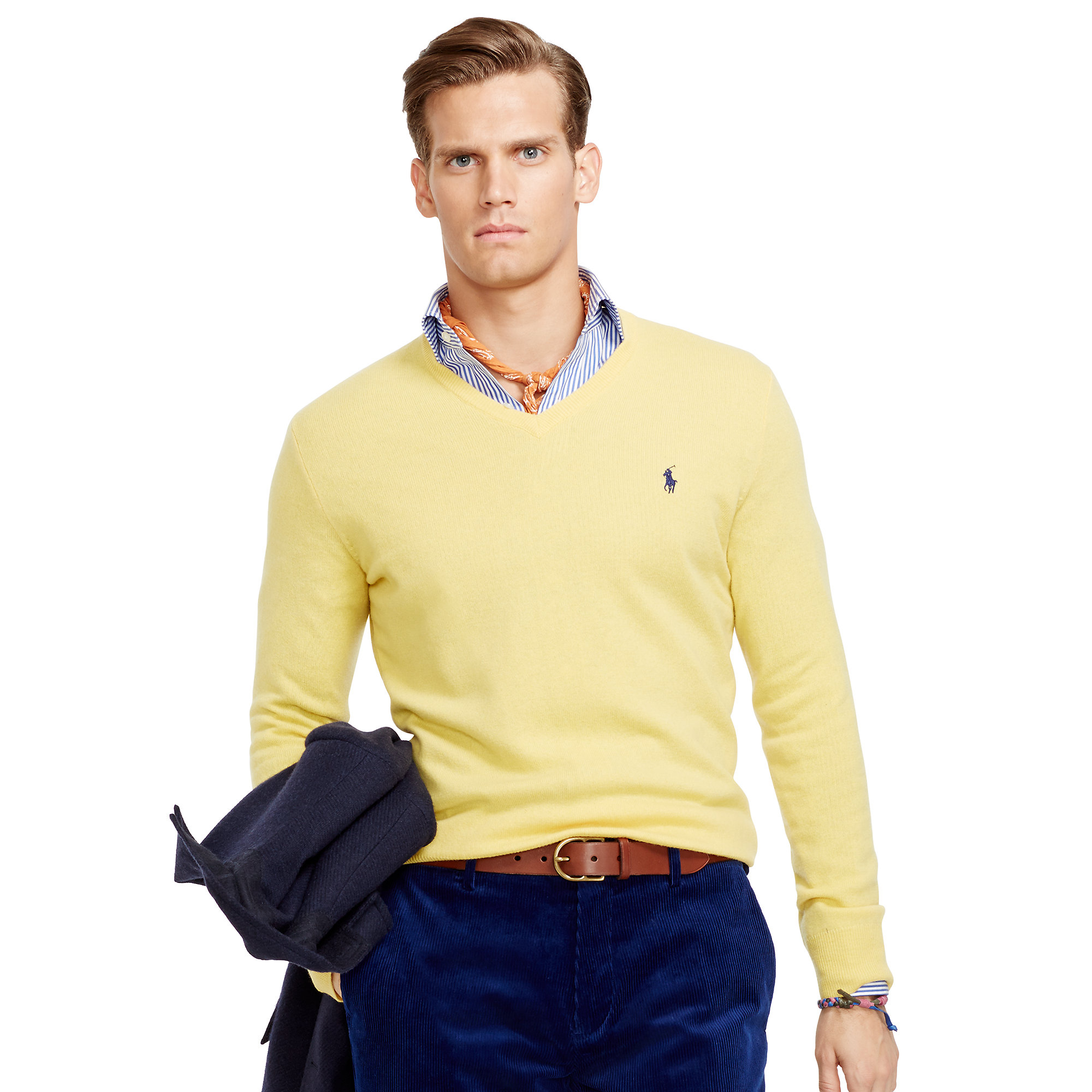 Ralph lauren Wool V-Neck Sweater in Yellow (bright yellow) | Lyst