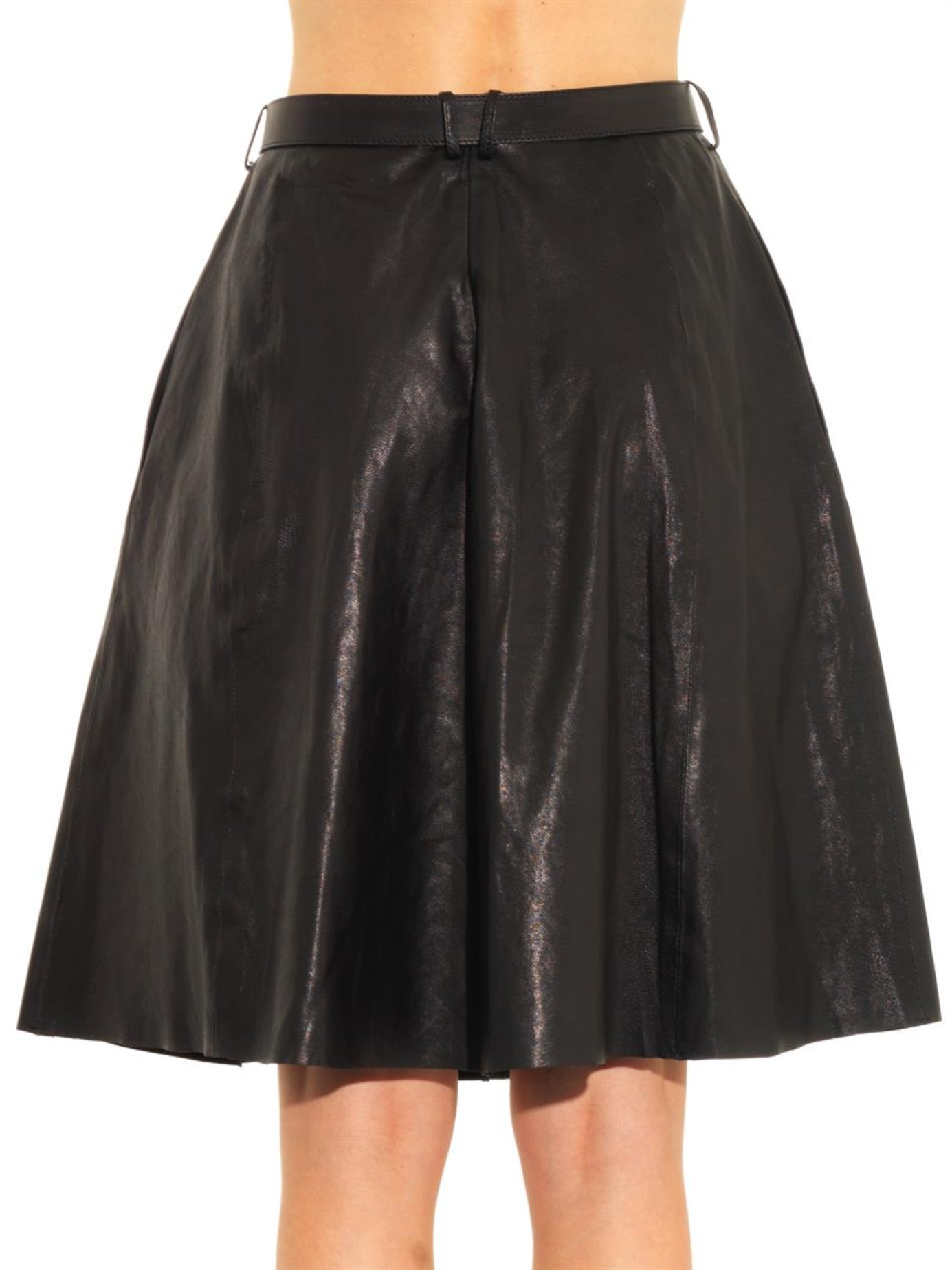 Lyst Rika Leather A Line Skirt In Black 6294