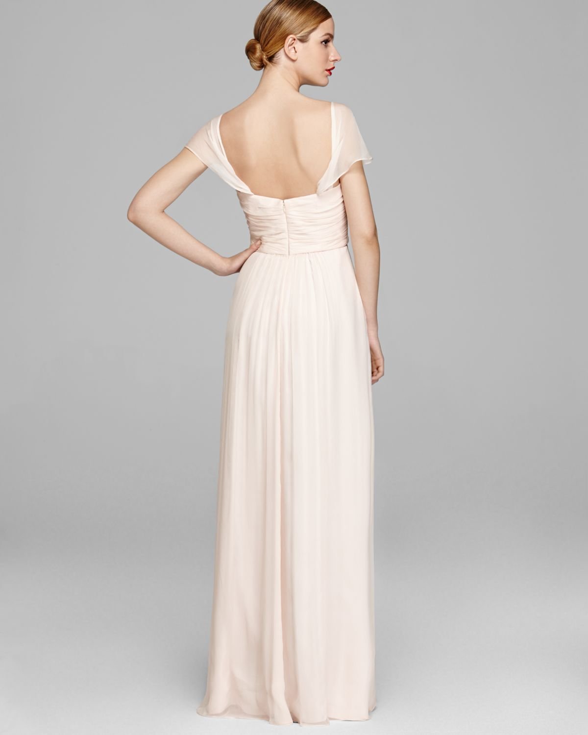 Lyst Amsale Gown Off The Shoulder Sweetheart Neckline Chiffon In Natural 6980