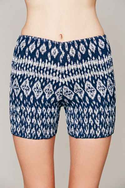 Free People Womens Fp One Smocked Bike Shorts in Blue (Blue Combo) | Lyst