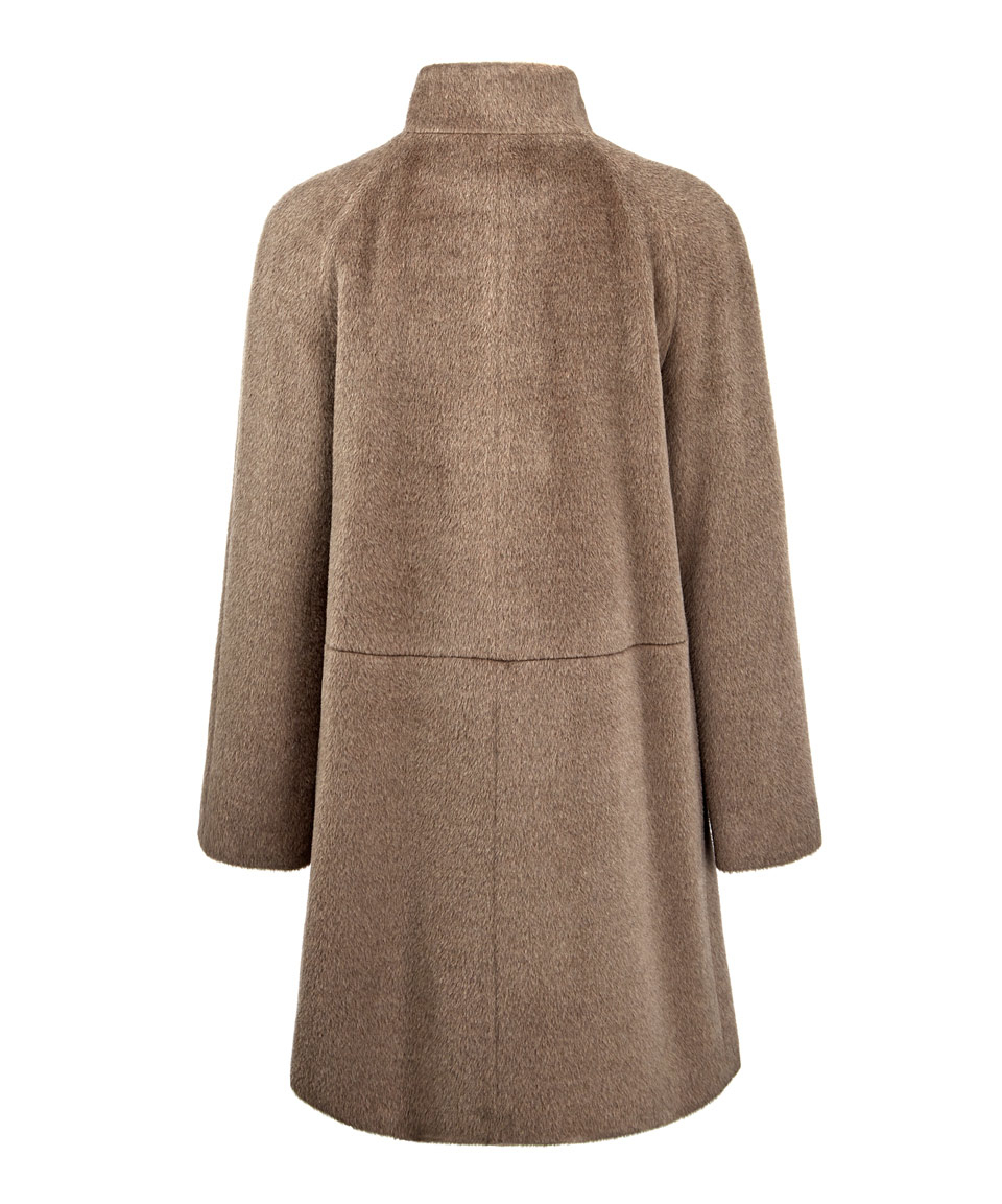 Cinzia Rocca Taupe Oversized Funnel Neck Alpaca And Wool-Blend Coat in ...