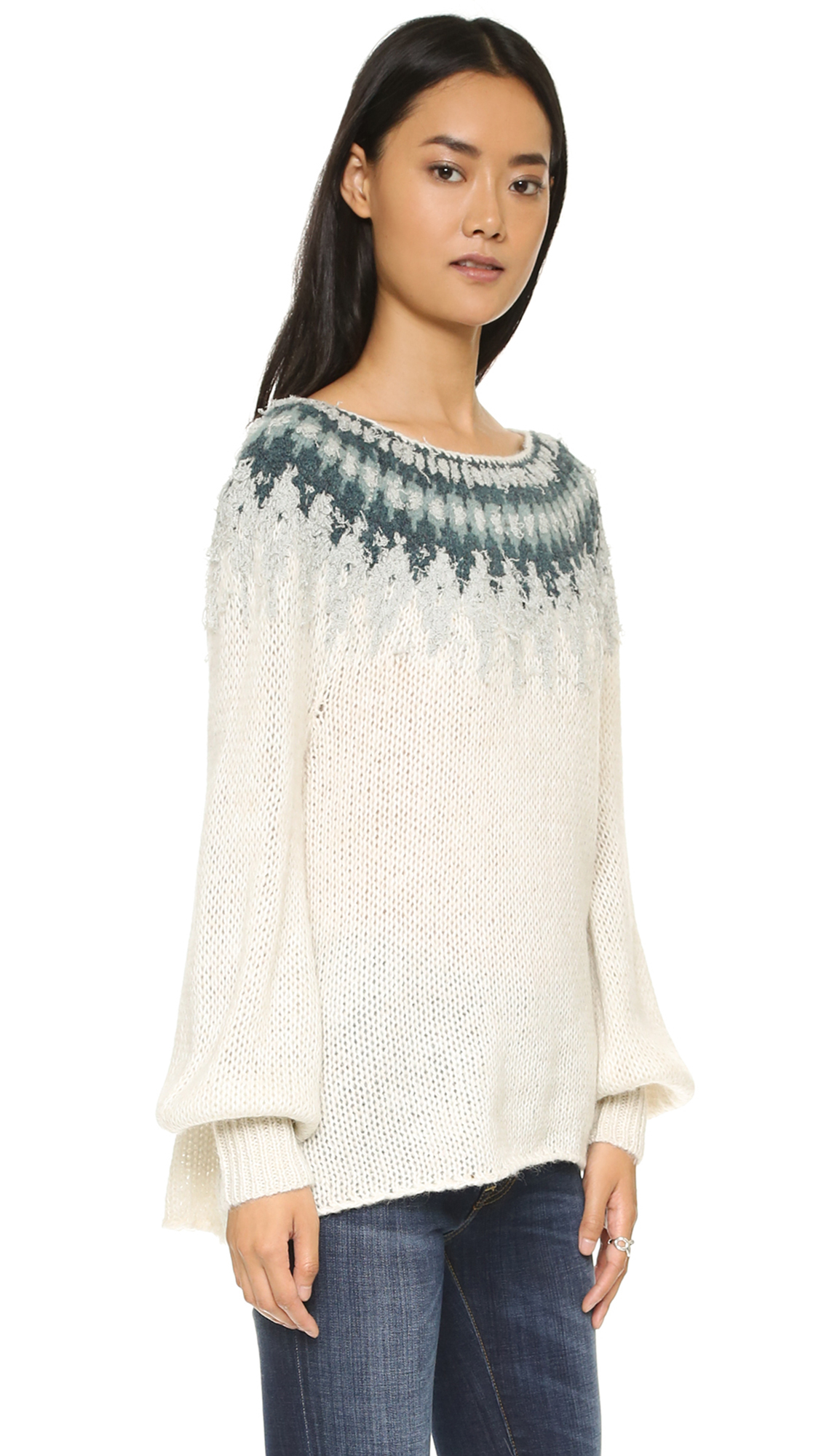 Lyst Free People Baltic Fair Isle Sweater Grey Combo