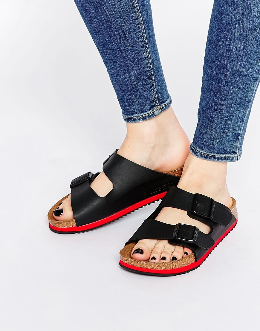 Lyst - Birkenstock Arizona Sl Birko Flor Black Slider Flat Sandals in Black