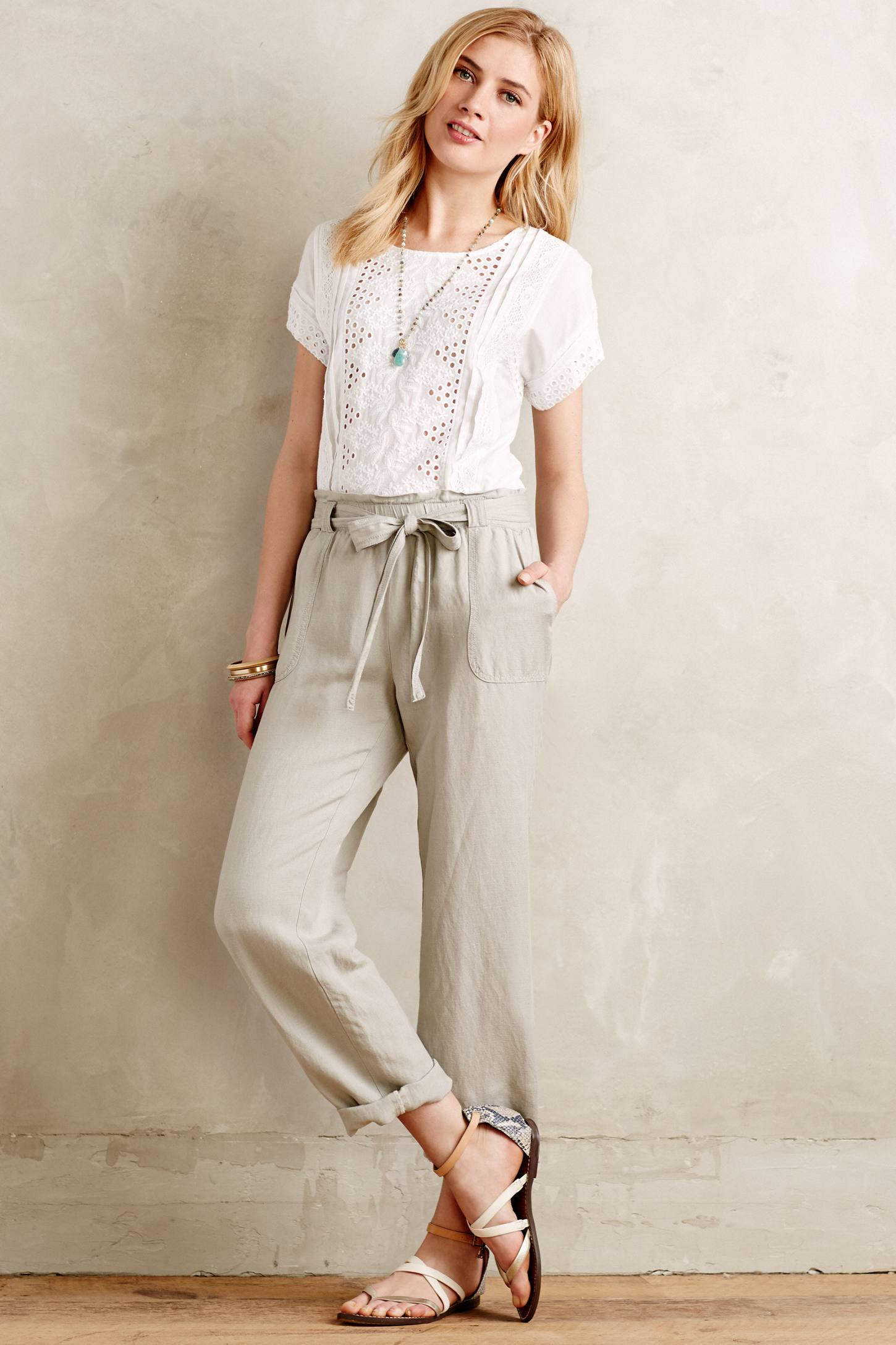 Cartonnier Linen Paperbag Trousers in Gray | Lyst