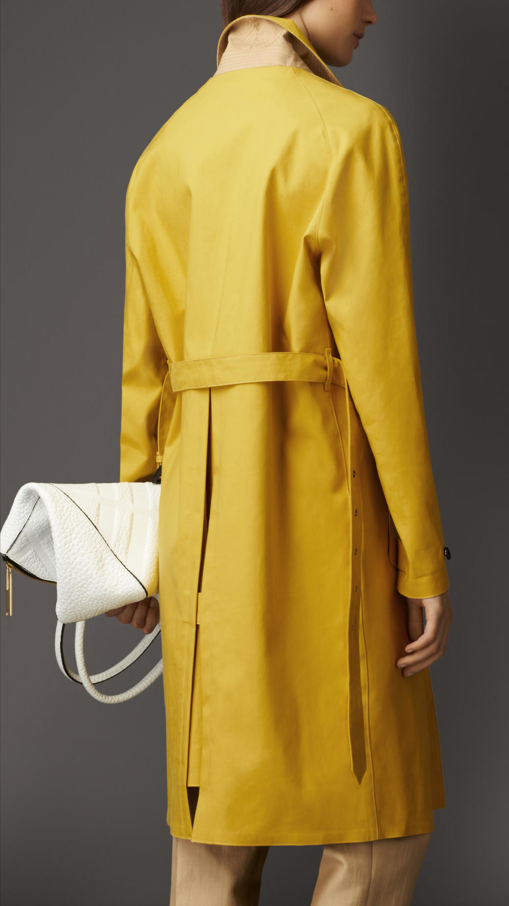 yellow burberry coat