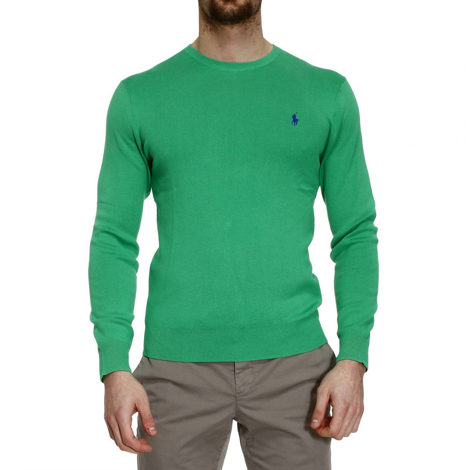 Ralph lauren Sweater Knit Crew-Neck Pima Cotton Slim Fit in Green ...