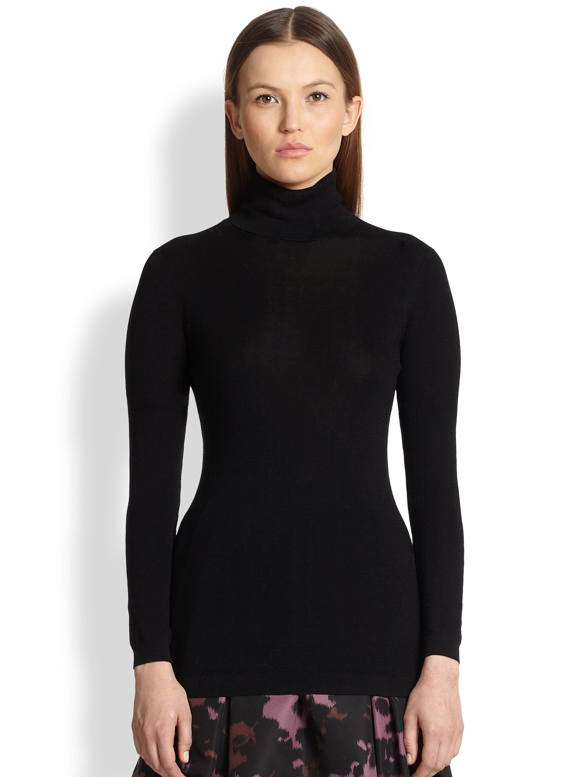 Burberry Classic Cotton Jersey Turtleneck in Black | Lyst