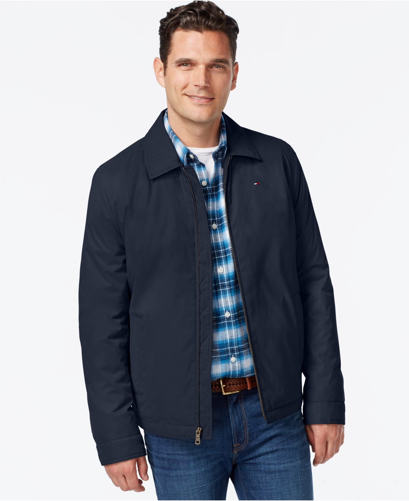 Download Tommy hilfiger Full-zip Micro-twill Jacket in Blue for Men ...