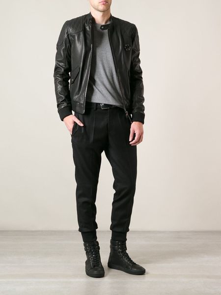Philipp Plein Stylised Biker Jacket in Black for Men | Lyst