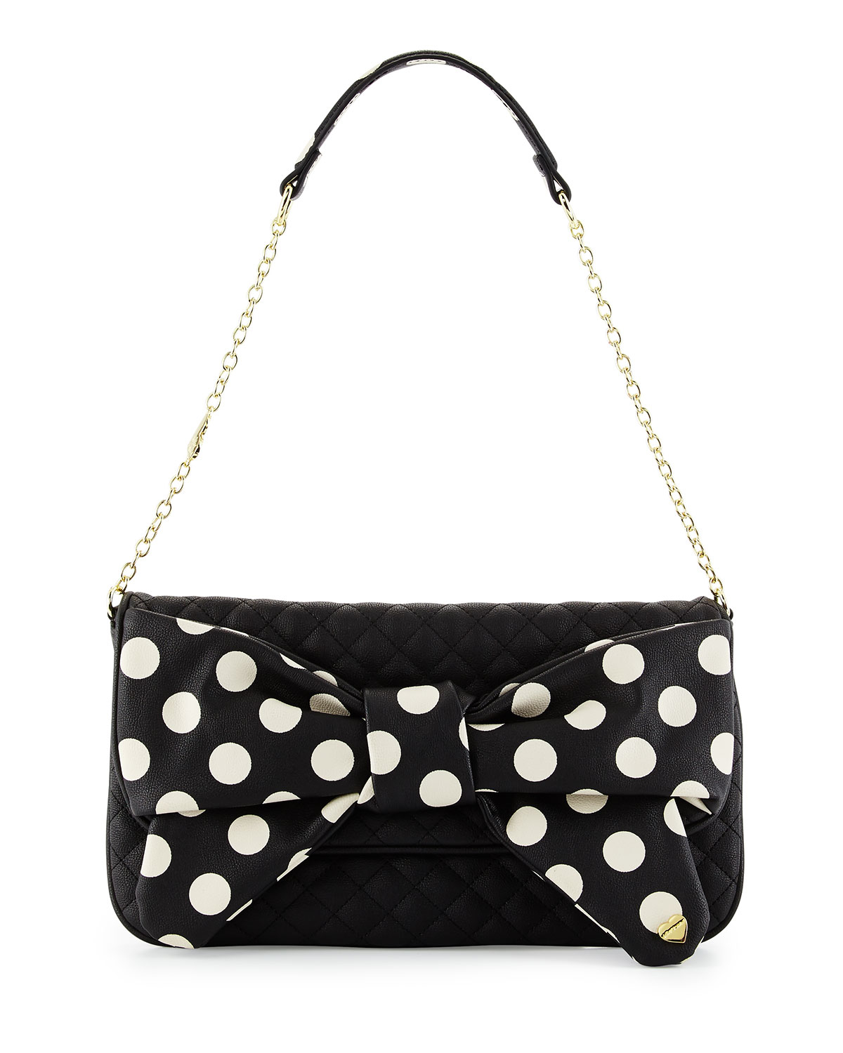 Betsey johnson Dots Enough Bow Quilted Shoulder Bag in Black | Lyst
