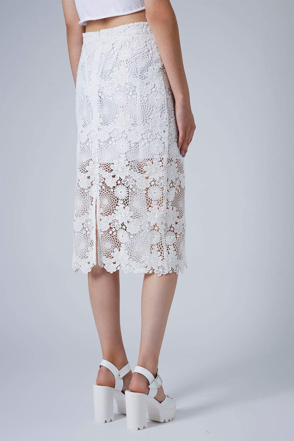 Lyst Topshop Womens Lace Pencil Skirt Cream In White