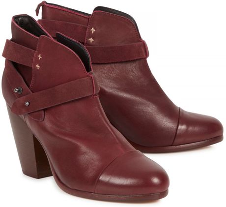Rag & Bone Harrow Leather Ankle Boots in Red (burgundy) | Lyst