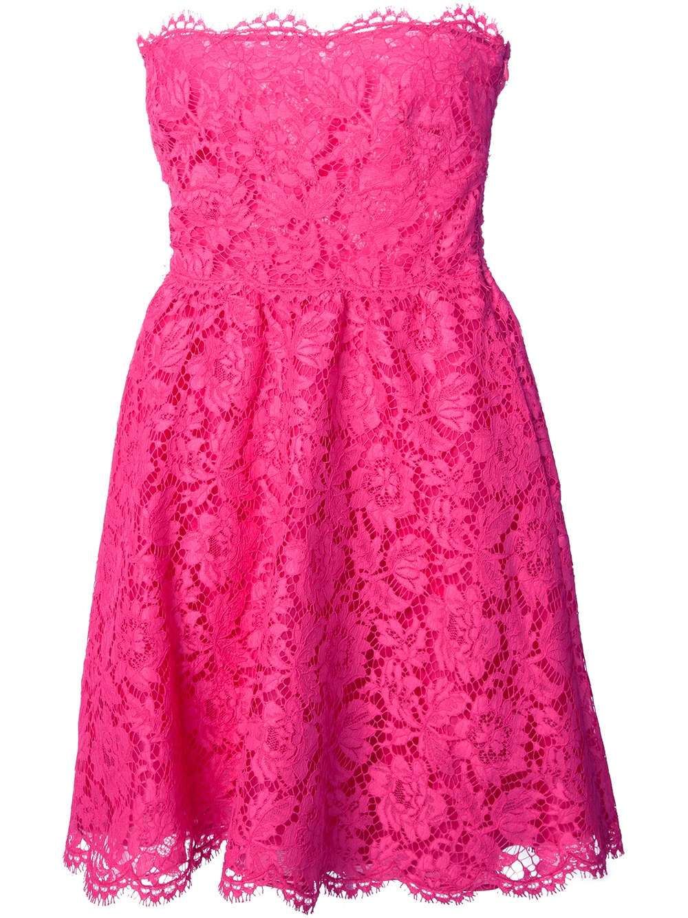 Lyst - Valentino Floral Lace Strapless Dress in Pink