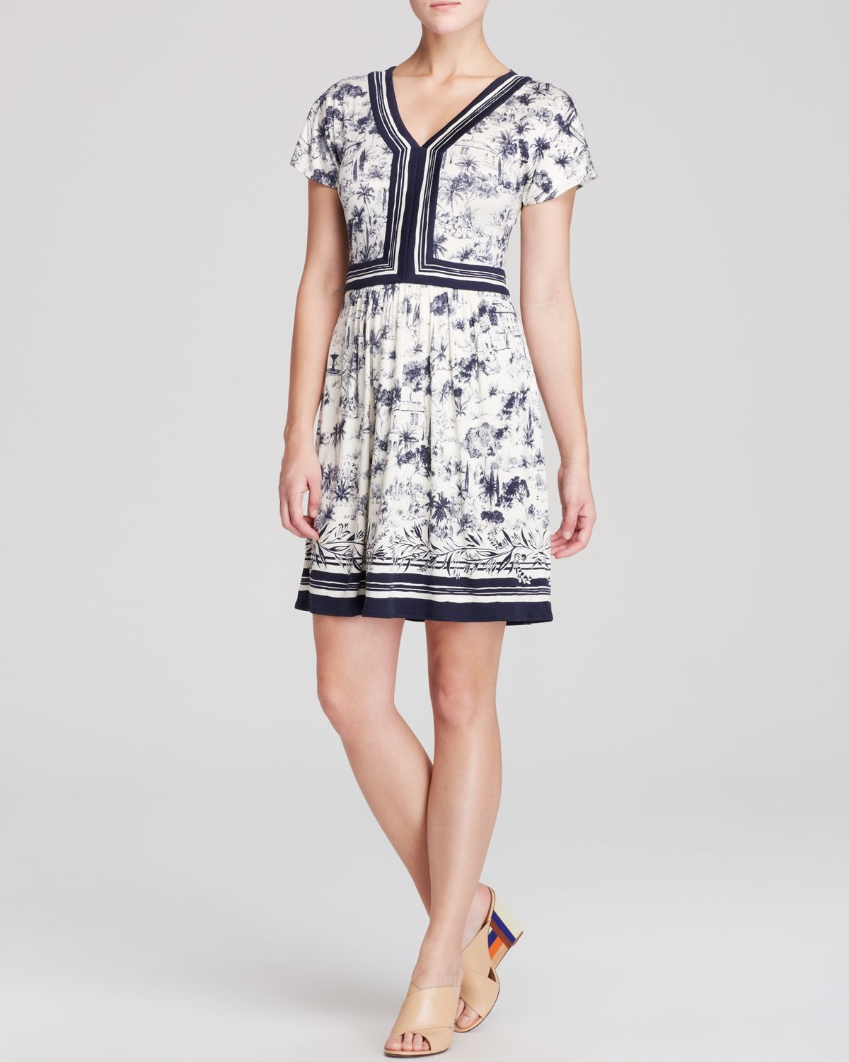 Tory Burch Silk Print Dress in Black (New Ivory Frenesi) Lyst