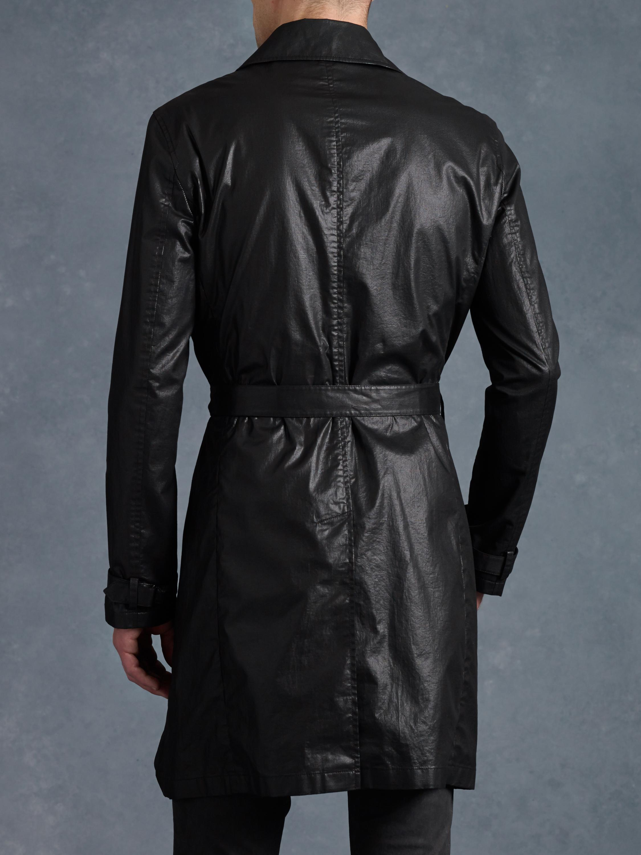 Lyst - John Varvatos Double Breasted Trench Coat in Black for Men