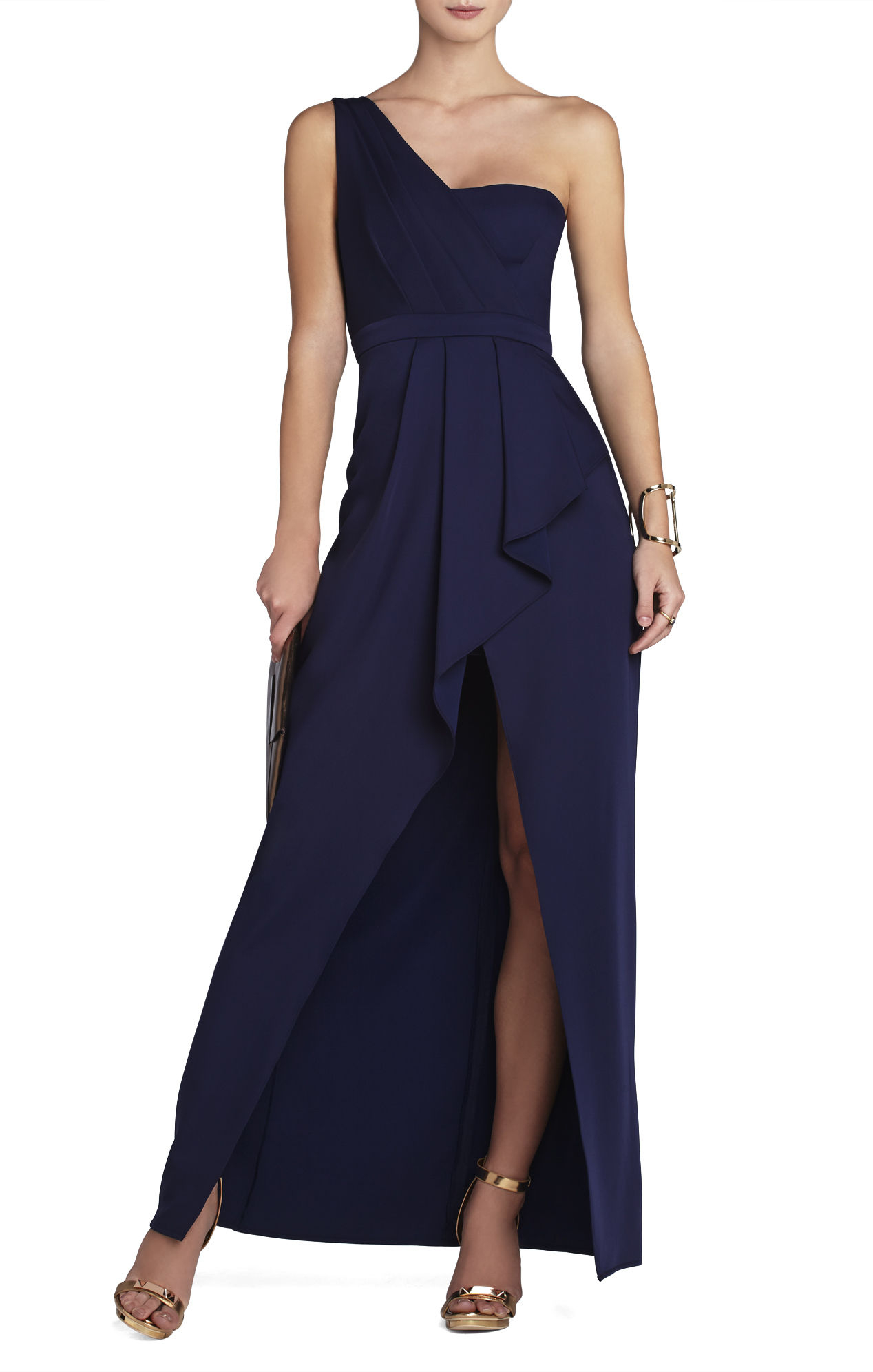 Bcbgmaxazria Kristine One-Shoulder Peplum Gown in Blue (PACIFIC BLUE ...