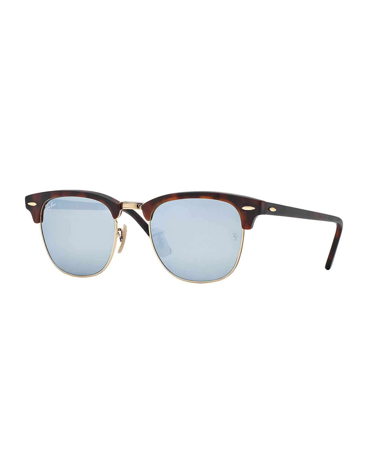 Ray Ban Clubmaster Sunglasses With Silver Mirror Lens In Blue Lyst 7908