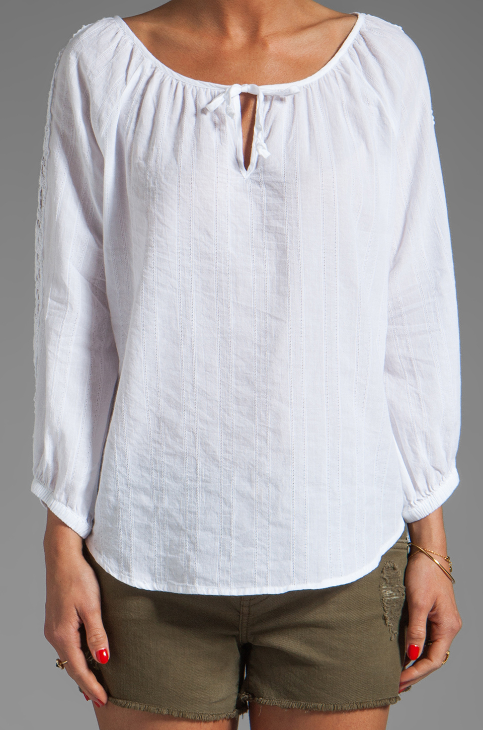 white cotton peasant top