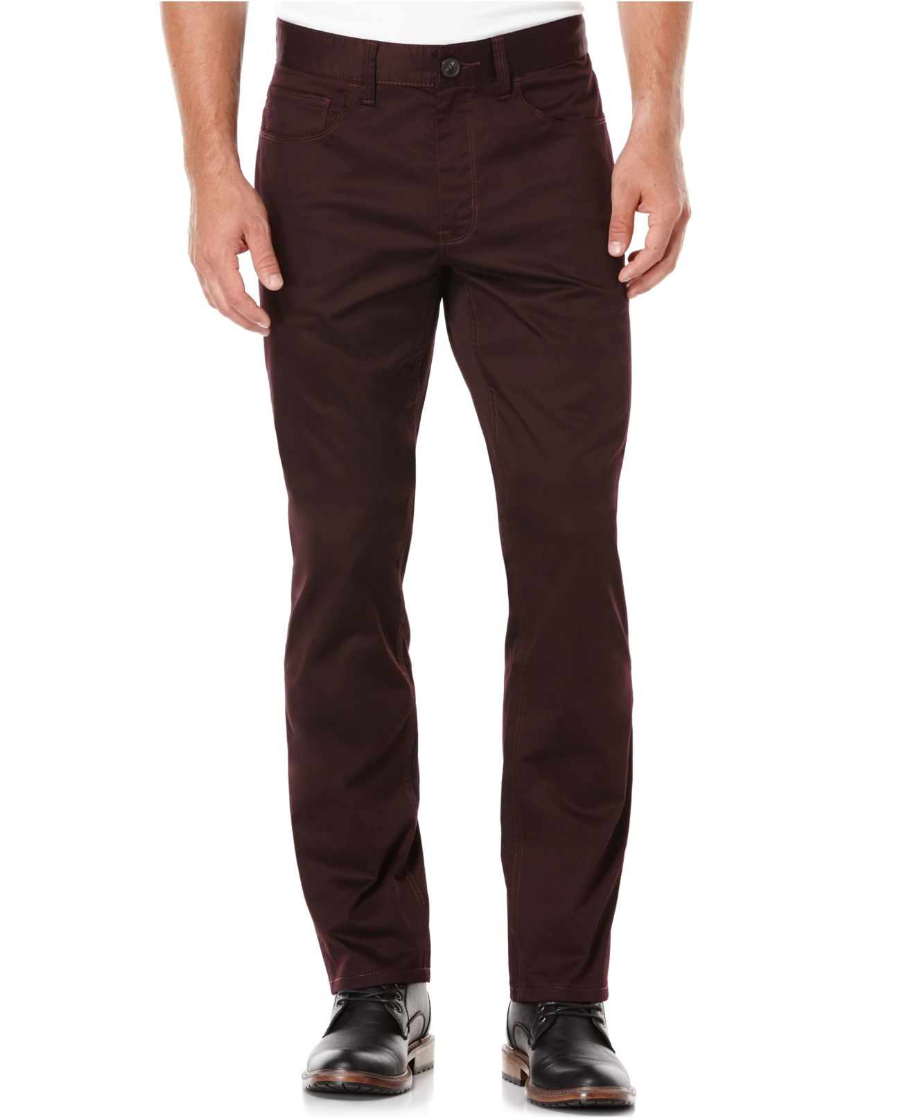 Lyst - Perry ellis Slim-fit Piece-dyed Pants in Red for Men