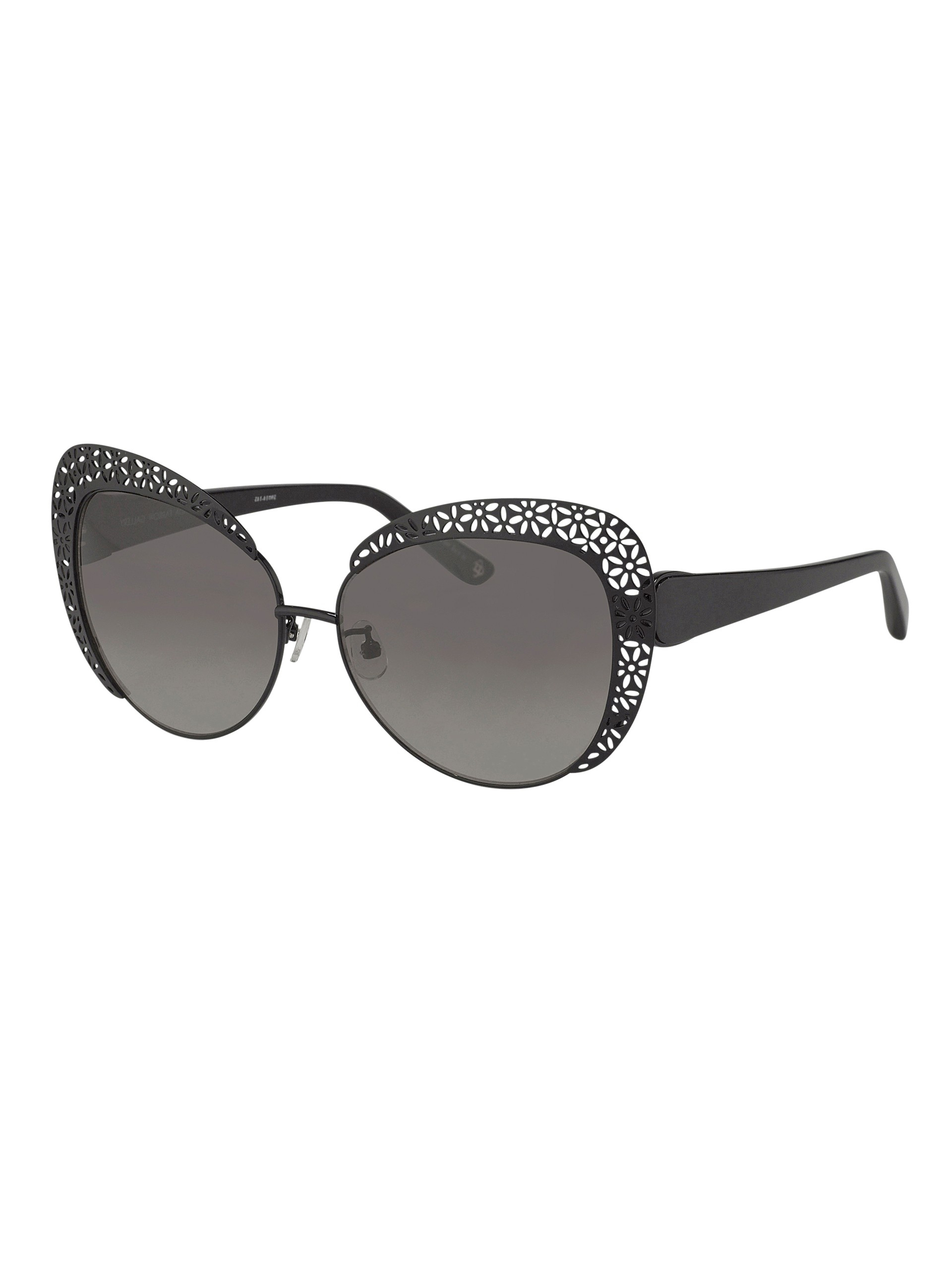 Oscar de la renta Grey CatEye LaserCut Metal Sunglasses in Gray (grey