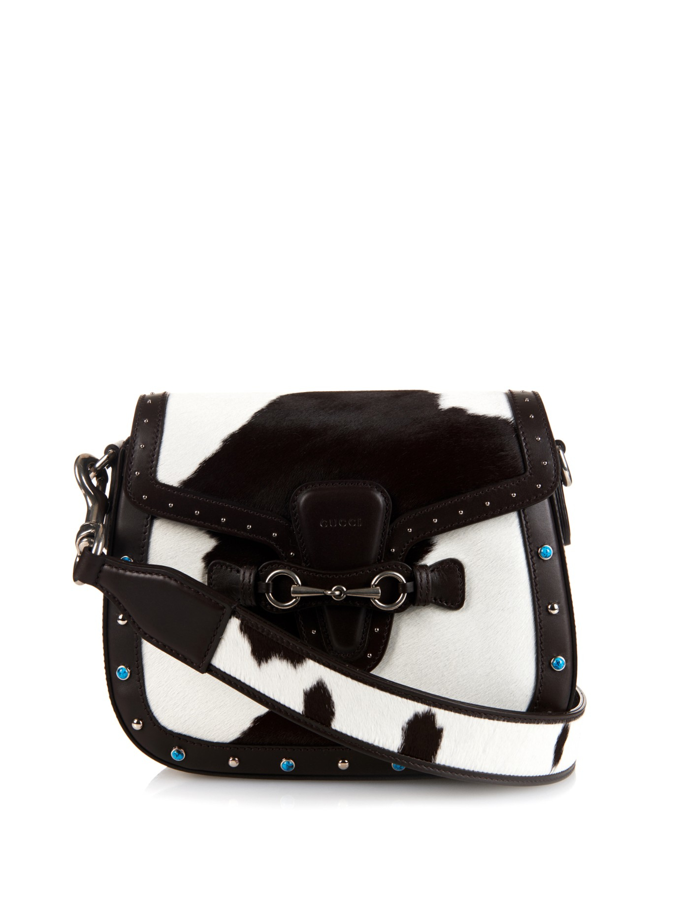 Gucci Lady Web Calf-Hair and Leather Cross-Body Bag in Black | Lyst