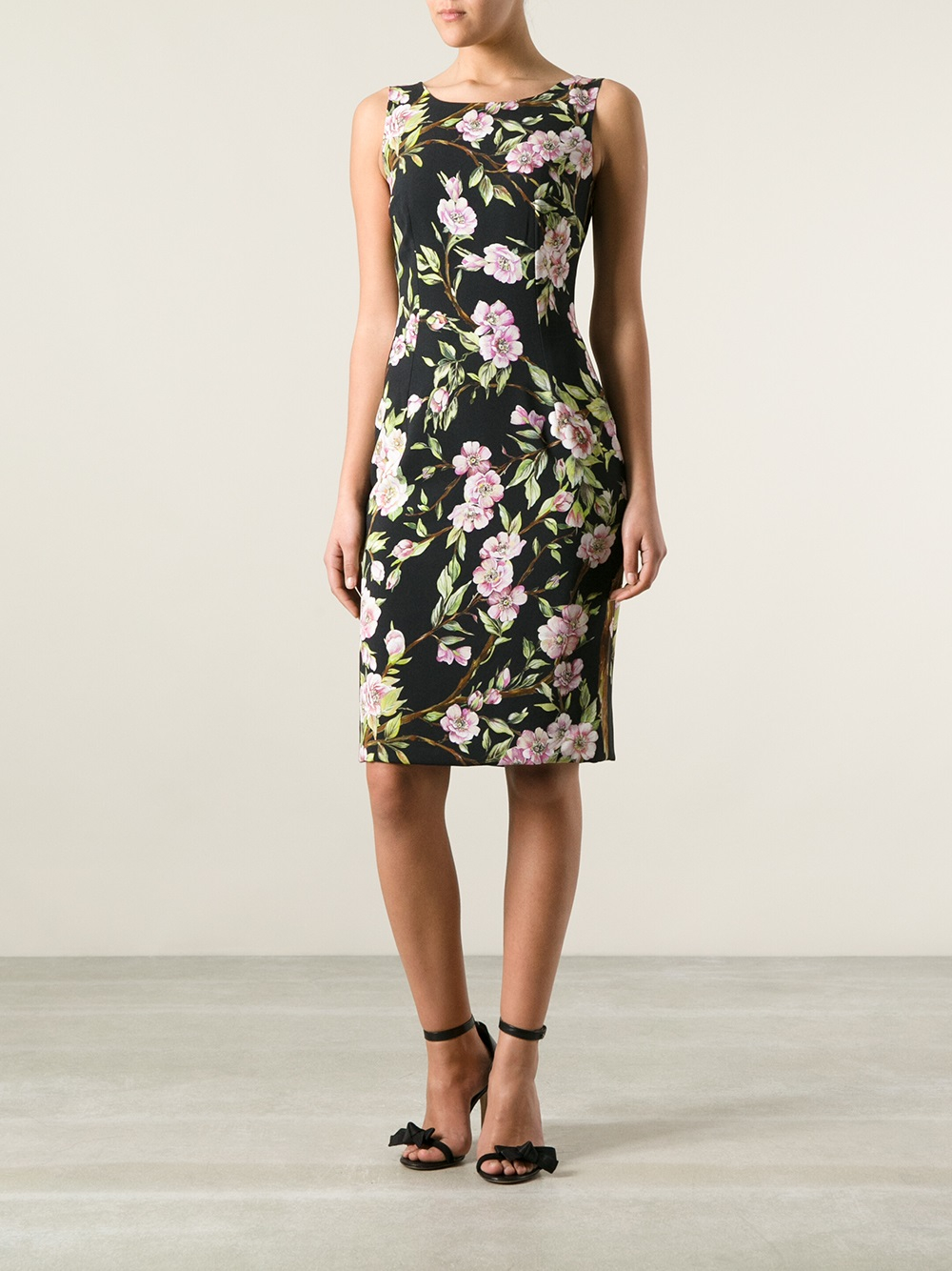 Lyst - Dolce & gabbana Floral Print Dress in Black