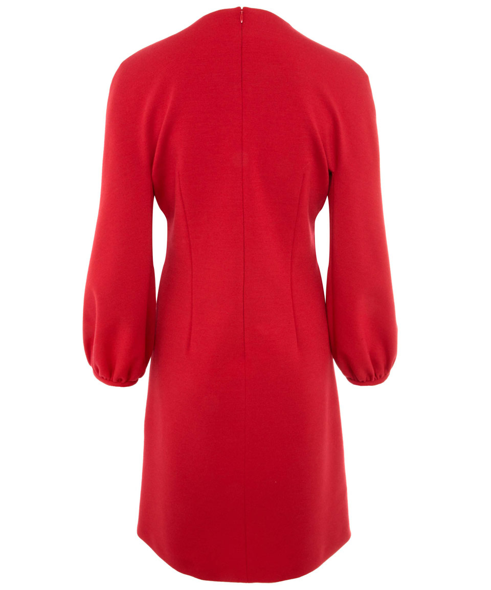 Lyst - Alexander Mcqueen Red Long Sleeve Wool Dress in Red