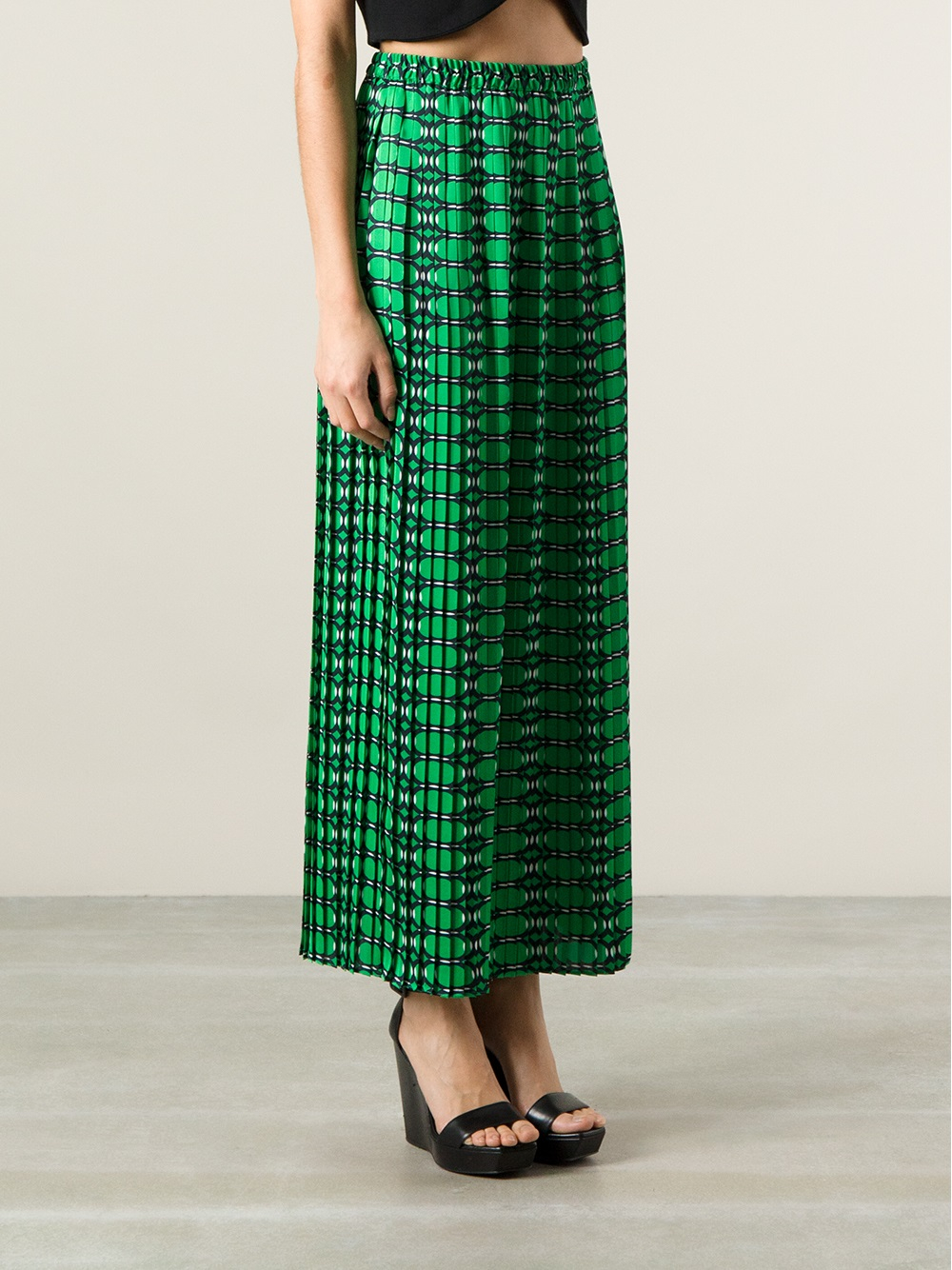 Lyst Michael Michael Kors Pleated Maxi Skirt in Green