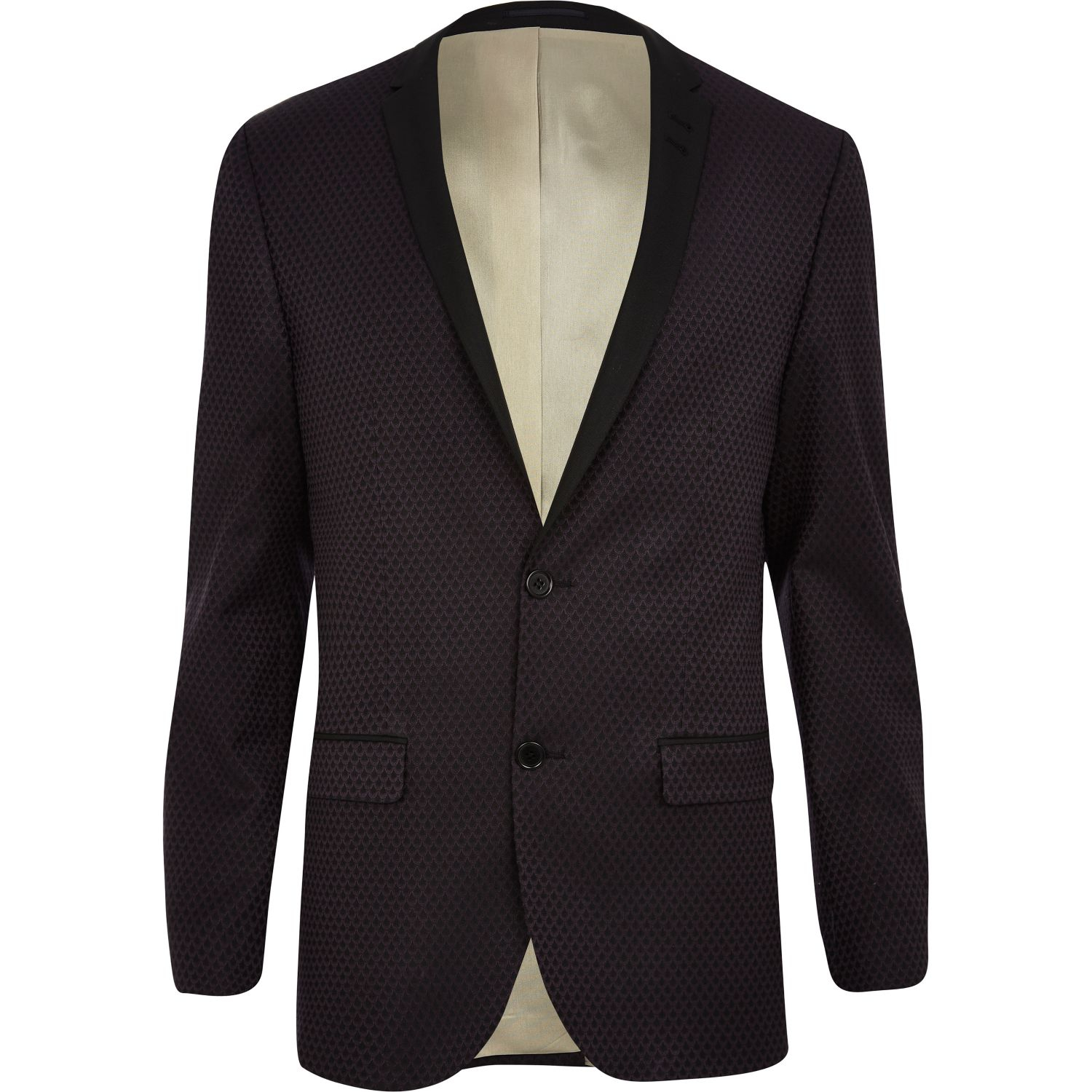 River Island Dark Purple Jacquard Tux Blazer in Purple for Men | Lyst