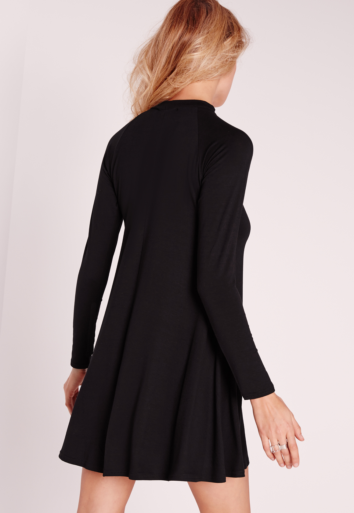 black long sleeve roll neck dress