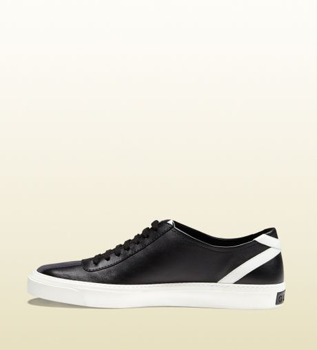 Gucci Black and White Leather Laceup Sneaker in Black for Men | Lyst