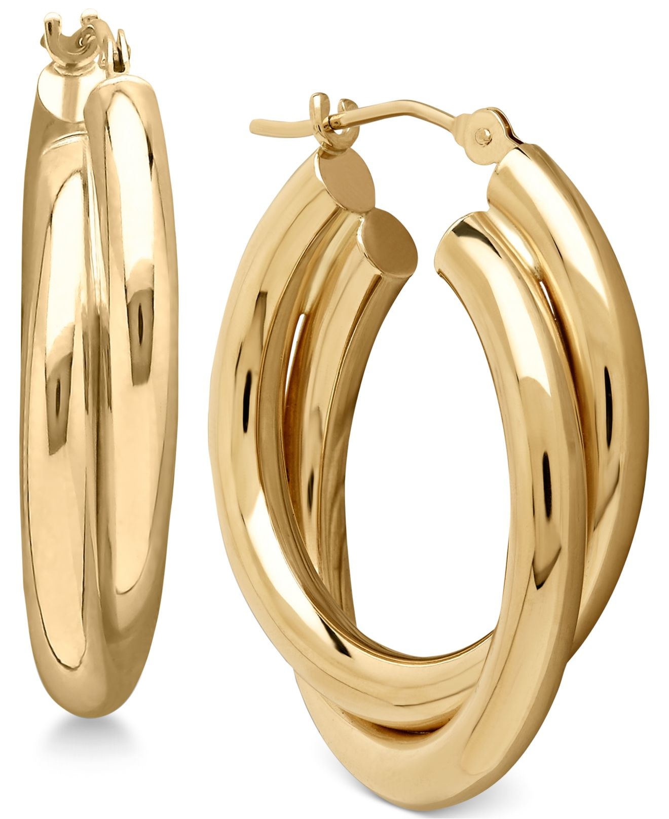 Macy&#39;s Double Overlapped Hoop Earrings In 14k Gold in Gold (Yellow gold) | Lyst