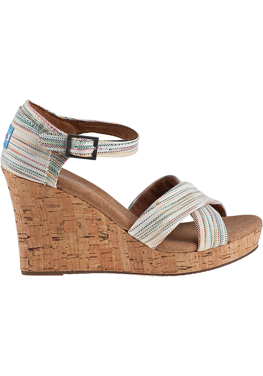 Toms Strappy Wedge Sandal Multi Stripe Fabric | Lyst