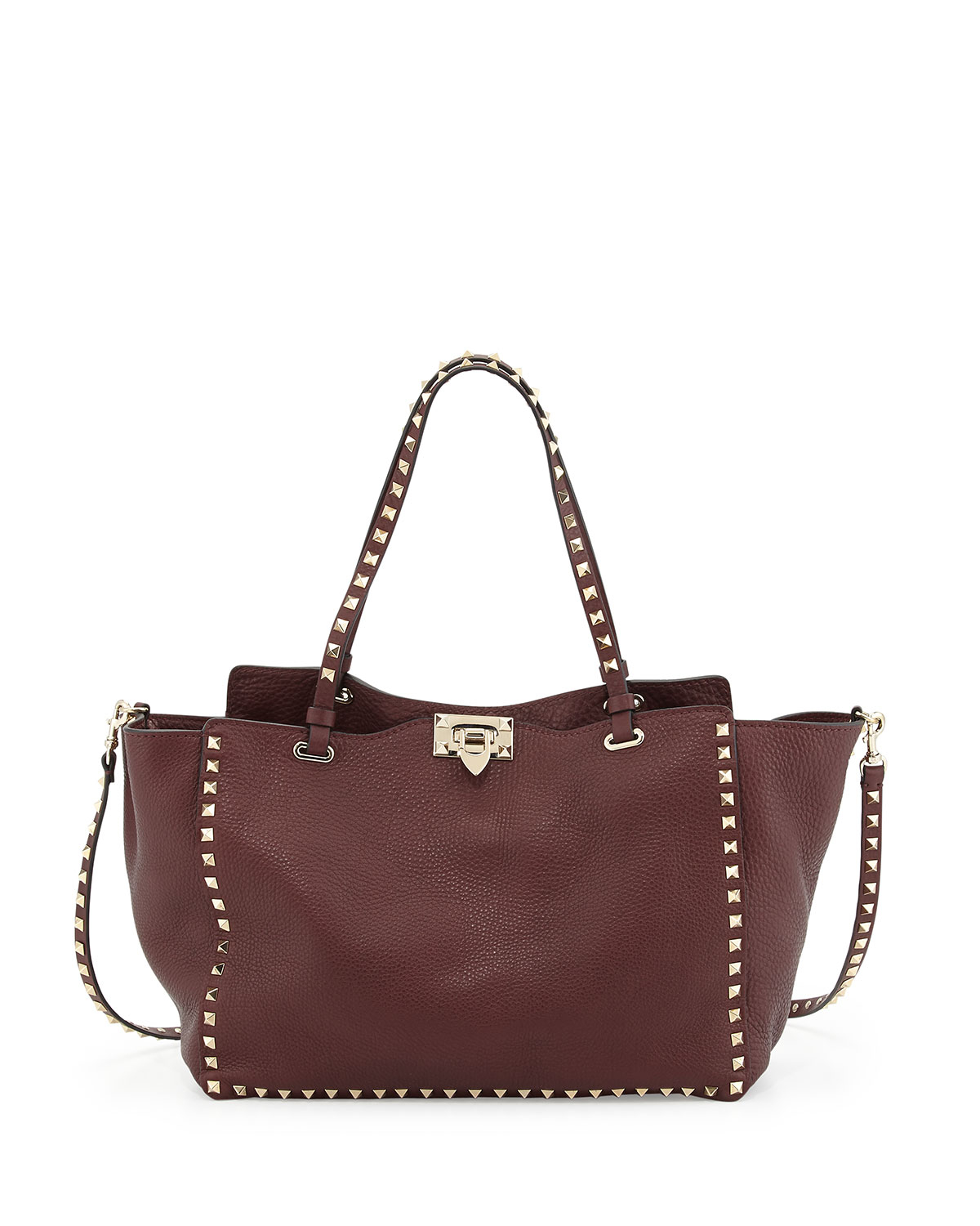 Lyst - Valentino Rockstud Grained Tote Bag in Purple