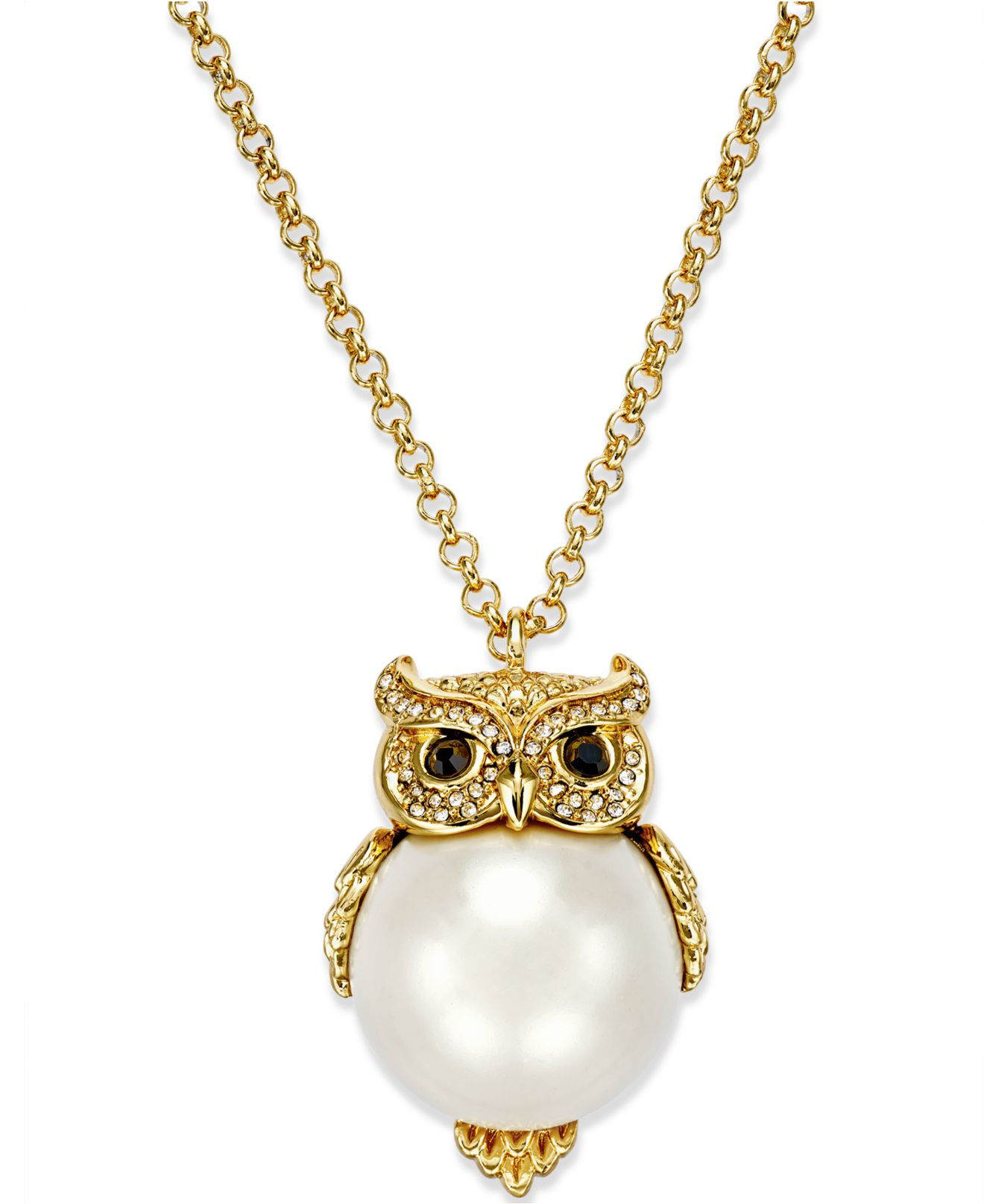 Lyst - Kate spade new york Gold-plated Imitation Pearl Owl ...