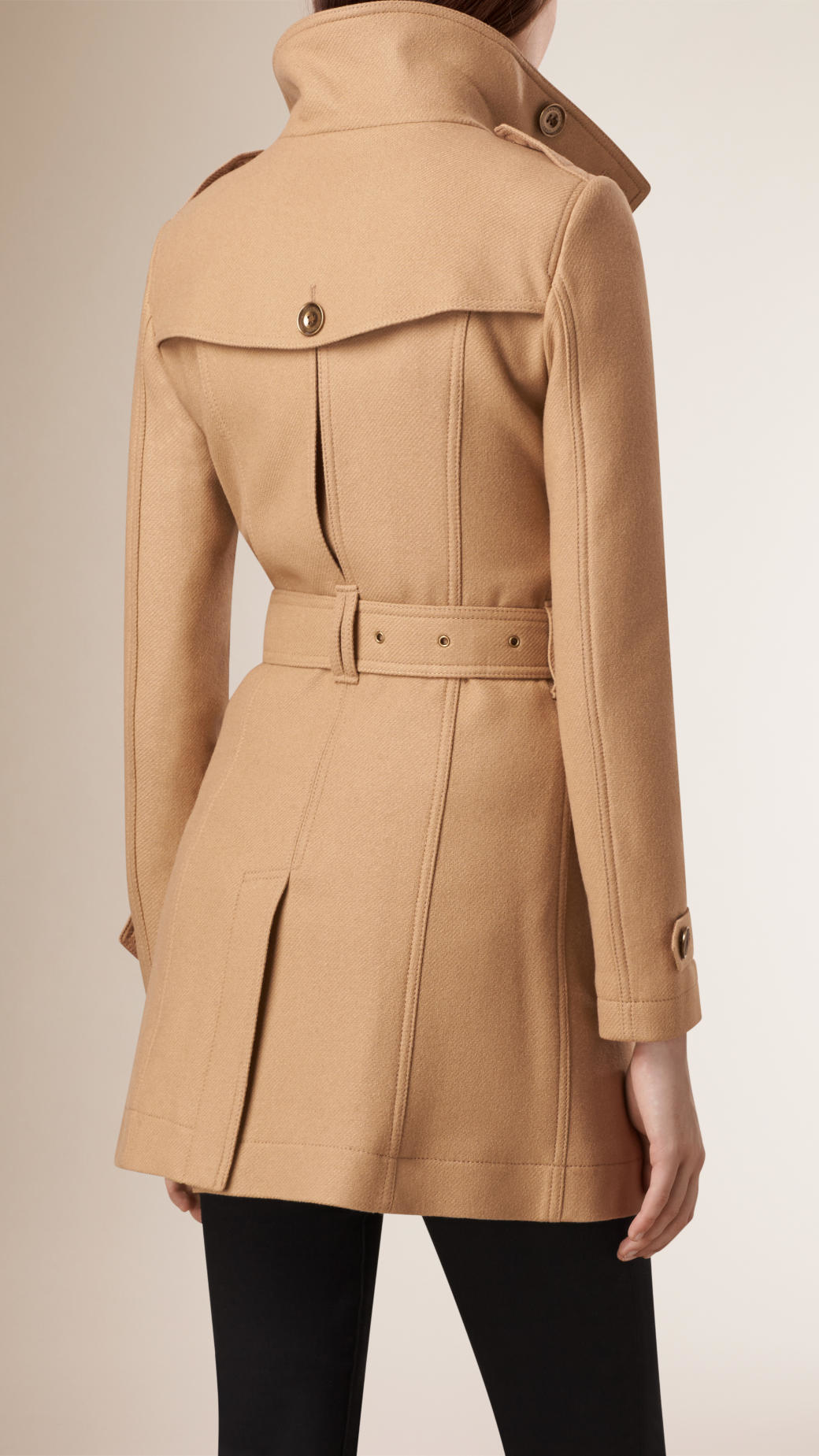 Lyst - Burberry Short Double Wool Twill Trench Coat in Brown