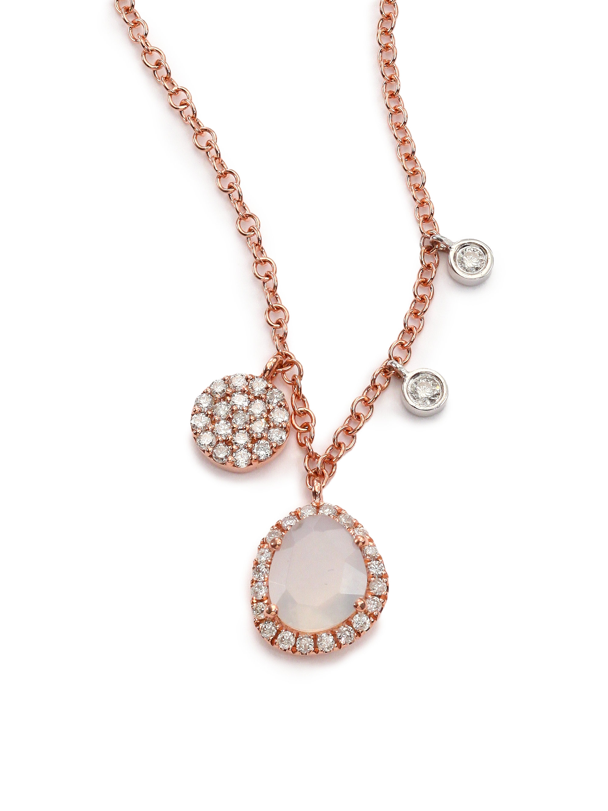 Meira t Chalcedony, Mother-of-pearl, Diamond & 14k Rose Gold Charm ...