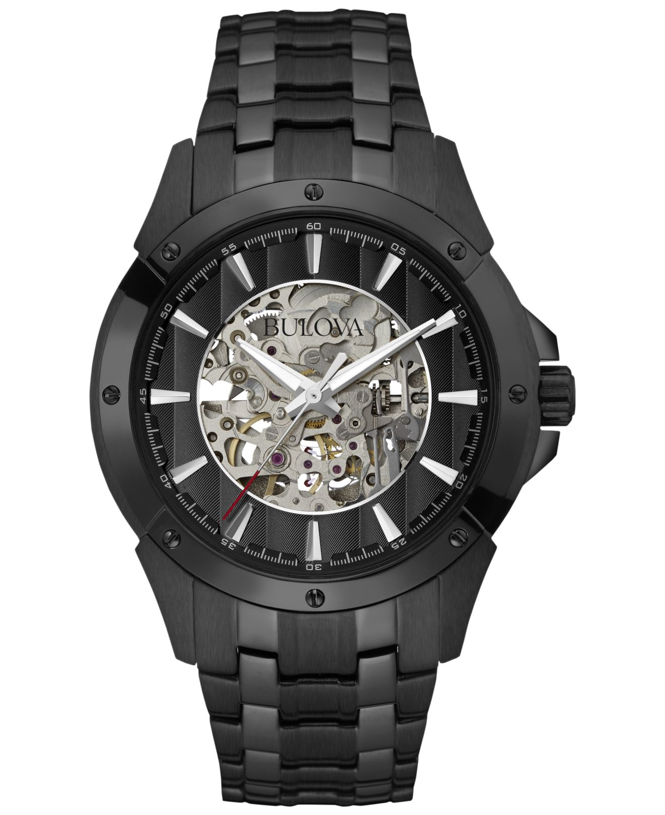Bulova Men's Automatic Black-tone Stainless Steel Bracelet Watch 40mm ...