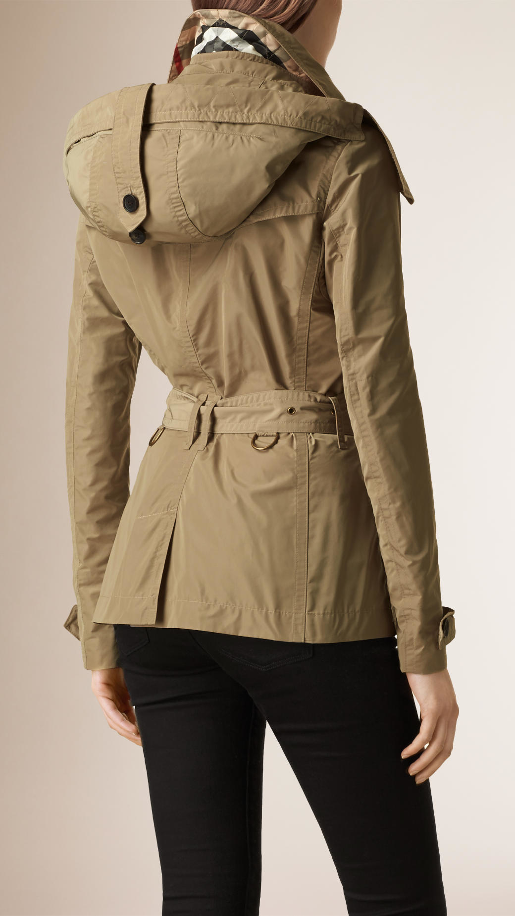 women's short trench coat with hood