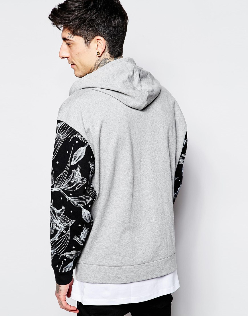 Lyst - Asos Oversized Hoodie With Floral Print in Gray for Men