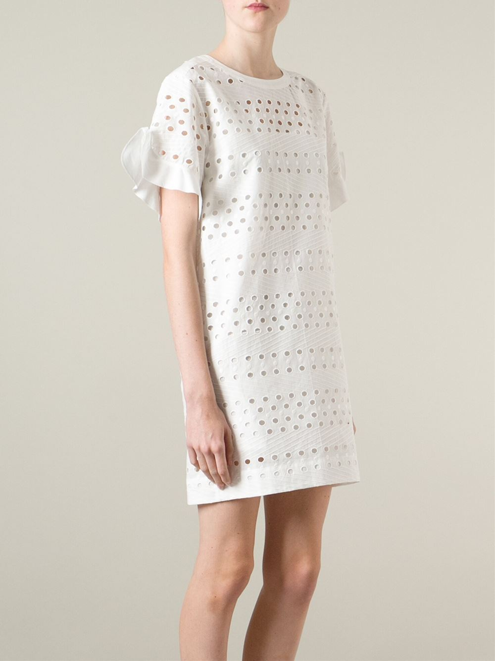 white broderie anglaise shirt dress