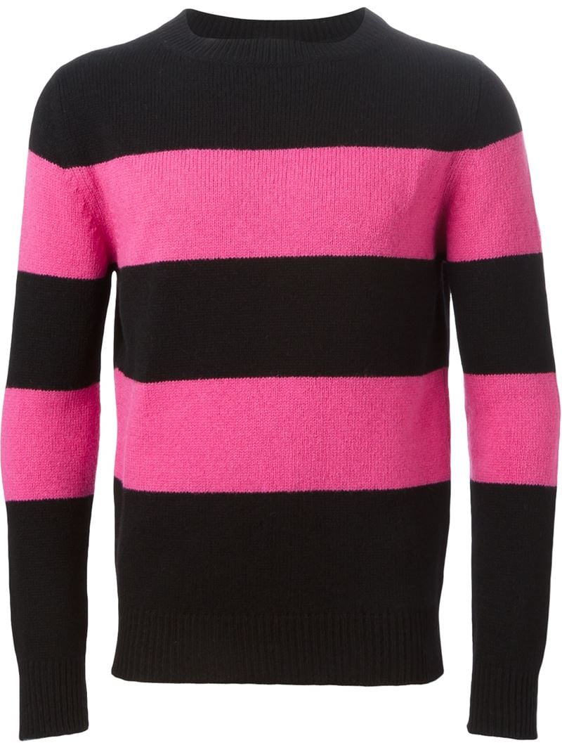 pink black striped sweater