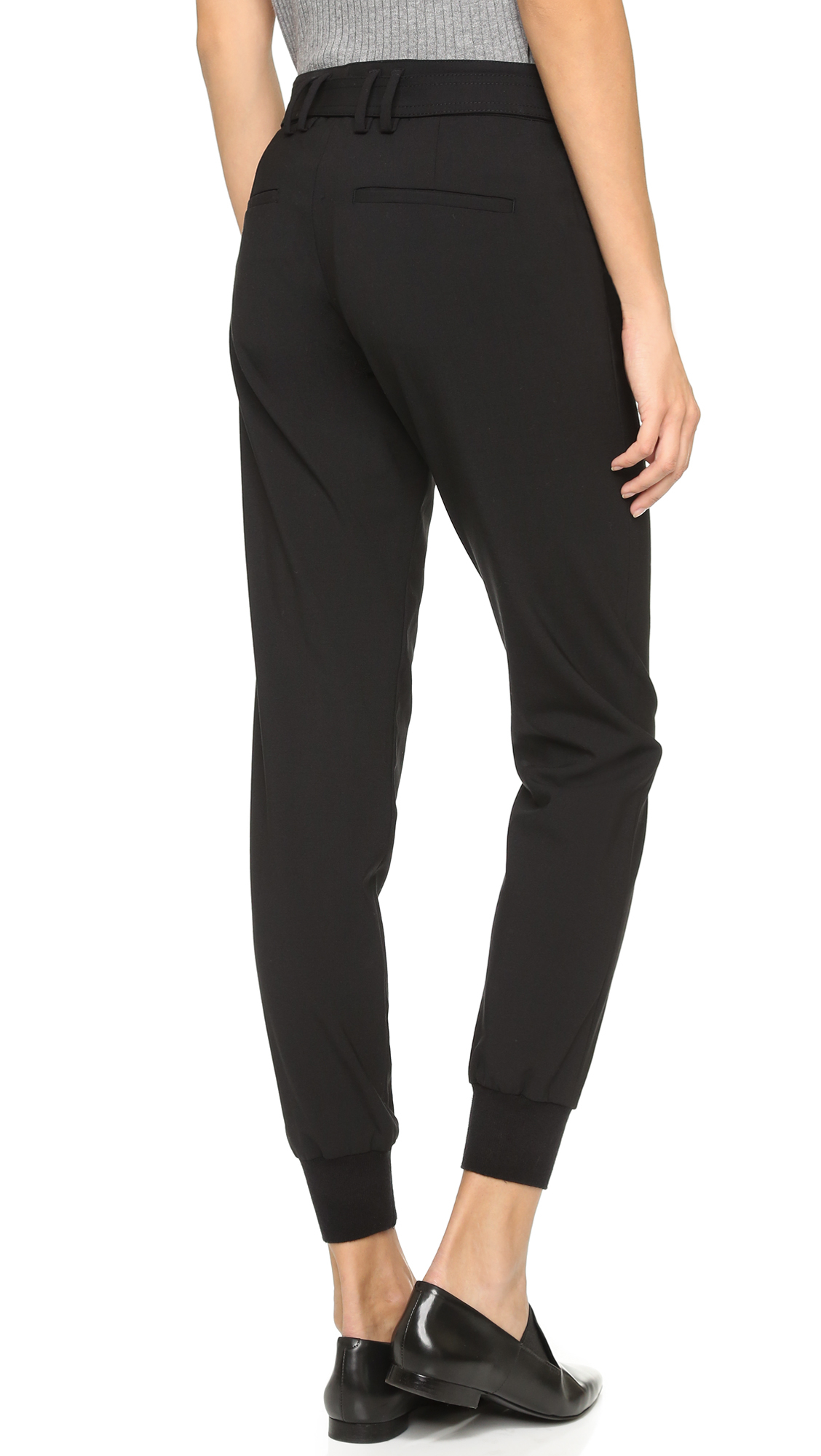 Vince Belted Jogger Pants - Black in Black | Lyst