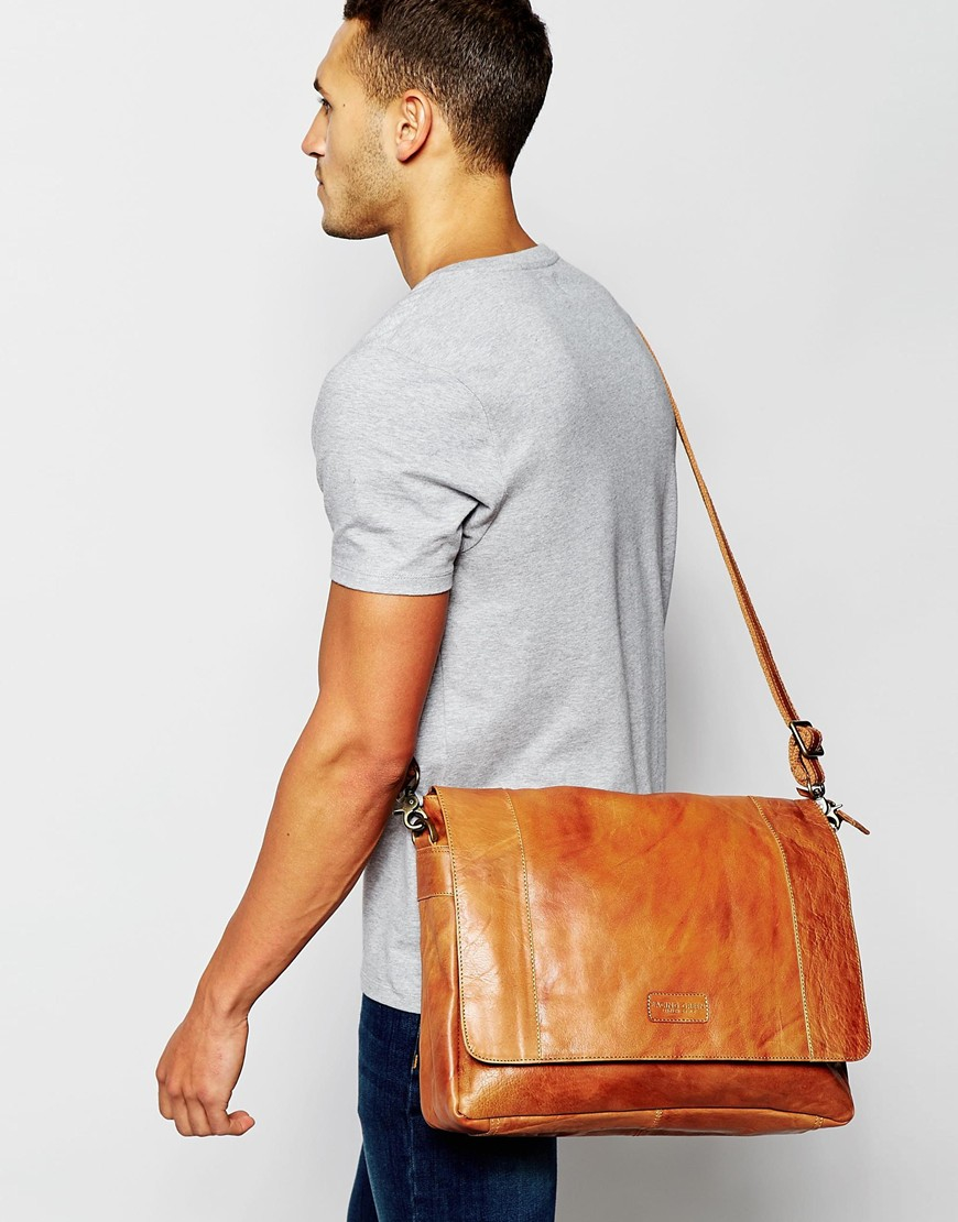 Racing Green Leather Messenger Bag In Tan Brown For Men Lyst
