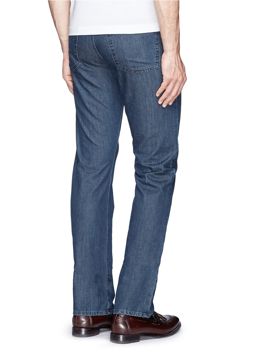 Lyst - Canali Washed Slim Fit Jeans in Blue for Men