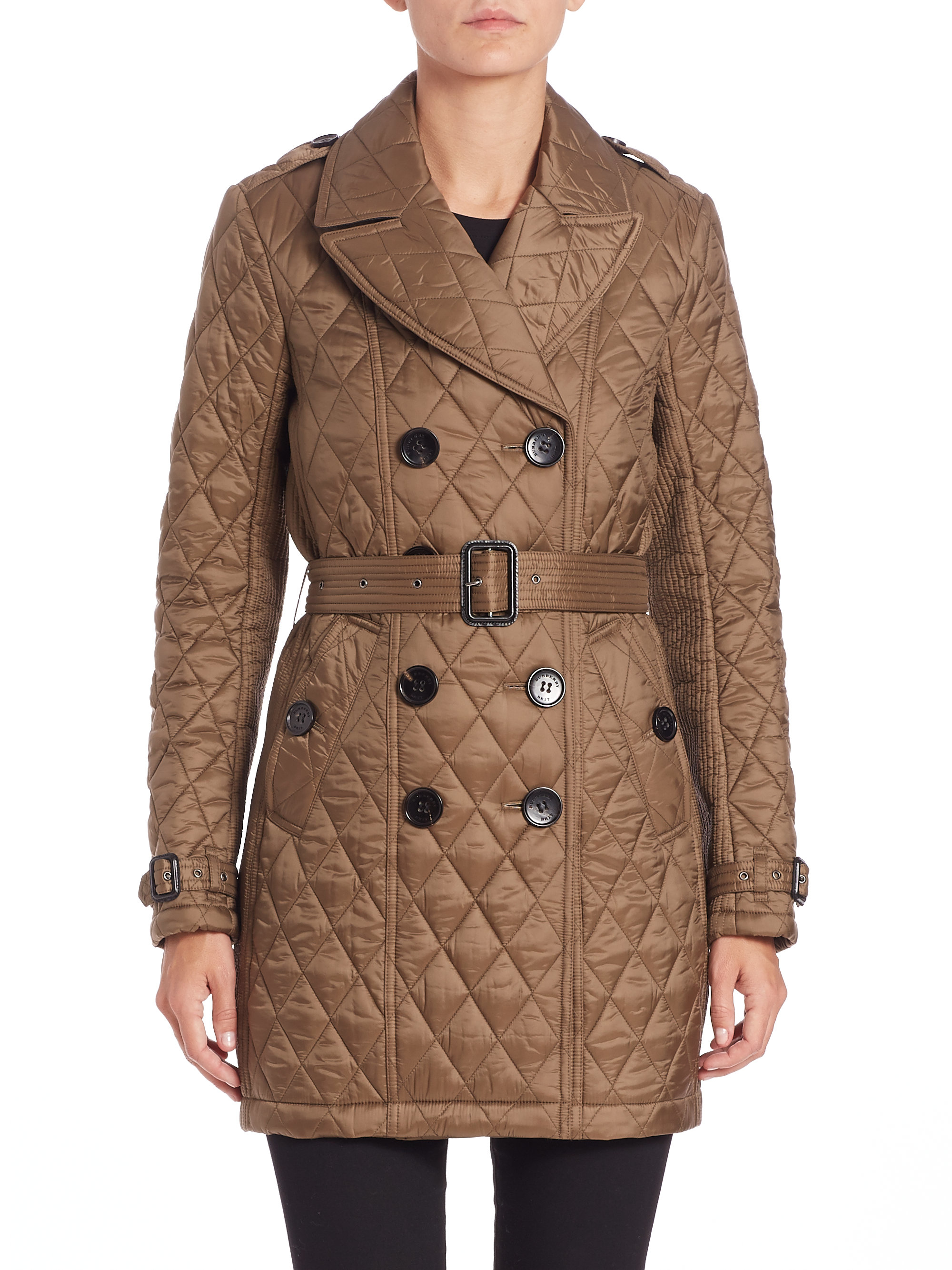 Burberry Goldsmead Quilted Trench Coat in Natural | Lyst