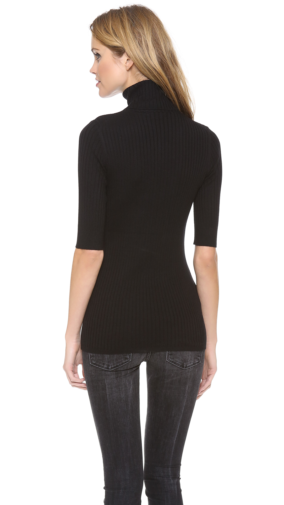 Lyst Vince Elbow Sleeve Turtleneck Sweater in Green