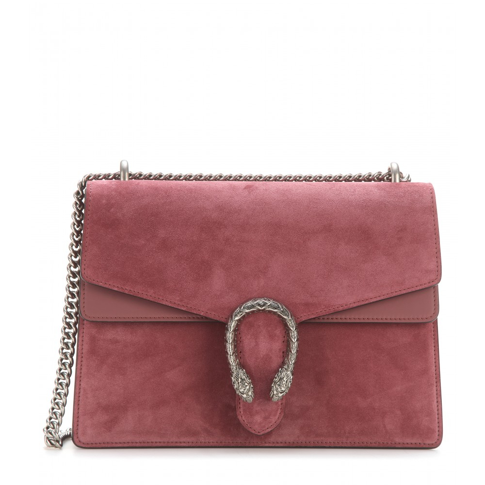 Gucci Dionysus Suede and Leather Shoulder Bag in Red | Lyst